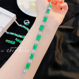Vintage Emerald Zircon Jewelry Set for Women
