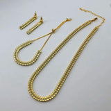 Green CZ Choker Tennis Chain Necklace Set