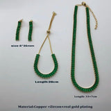 Green CZ Choker Tennis Chain Necklace Set