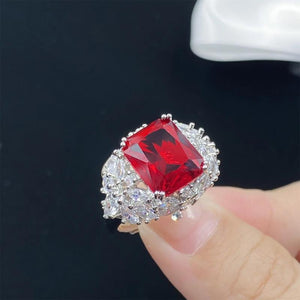 Red CZ 925 Silver Jewelry Sets - Vintage Banquet Wedding Party Accessories