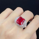Red CZ 925 Silver Jewelry Sets - Vintage Banquet Wedding Party Accessories