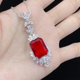 Red CZ 925 Silver Jewelry Sets - Vintage Banquet Wedding Party Accessories