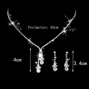 Silver Rhinestone Bridal Jewelry Set for Wedding