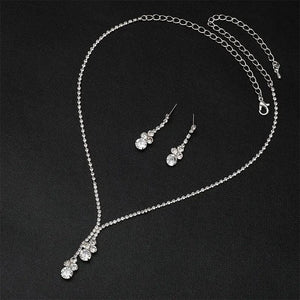 Silver Rhinestone Bridal Jewelry Set for Wedding