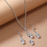 Silver Rhinestone Bridal Jewelry Set for Wedding
