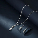 Silver Rhinestone Bridal Jewelry Set for Wedding