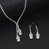 Silver Rhinestone Bridal Jewelry Set for Wedding