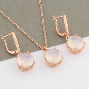 585 Rose Jewelry Sets For Women 12mm Round Earrings And Pendant Set Jewelry