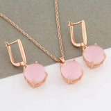 585 Rose Jewelry Sets For Women 12mm Round Earrings And Pendant Set Jewelry