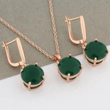 585 Rose Jewelry Sets For Women 12mm Round Earrings And Pendant Set Jewelry