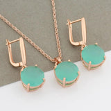 585 Rose Jewelry Sets For Women 12mm Round Earrings And Pendant Set Jewelry