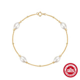 Real s925 Sterling Silver Pearl Bracelet Chains for Women