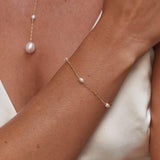 Real s925 Sterling Silver Pearl Bracelet Chains for Women
