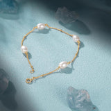 Real s925 Sterling Silver Pearl Bracelet Chains for Women
