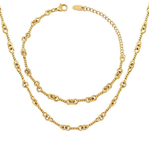 Women's Stainless Steel Necklace Bracelet Set Gift