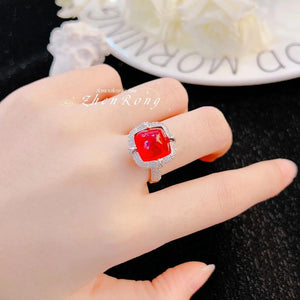 Red Crystal Ruby Promise Jewelry Sets Silver Bridal Wedding Earrings