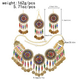 Vintage Indian Afghan Jewelry Set with Hairband, Necklace, Earrings