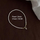 925 Silver Bead Pearl Chain Bracelets for Women