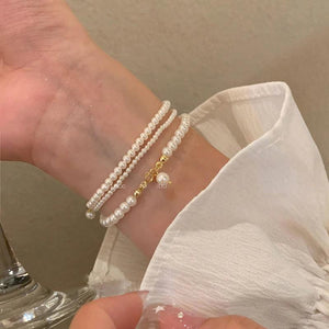 925 Silver Bead Pearl Chain Bracelets for Women