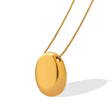 Vintage Stainless Steel Oval Pendant Necklace for Women