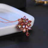 SUGO Retro Rose CZ Earrings Necklaces Set Women Dinner Jewelry