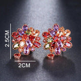 SUGO Retro Rose CZ Earrings Necklaces Set Women Dinner Jewelry