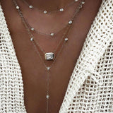 Vintage Multi-Element Crystal Necklace For Women Boho Layer