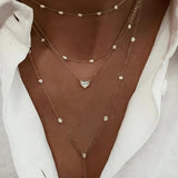 Vintage Multi-Element Crystal Necklace For Women Boho Layer
