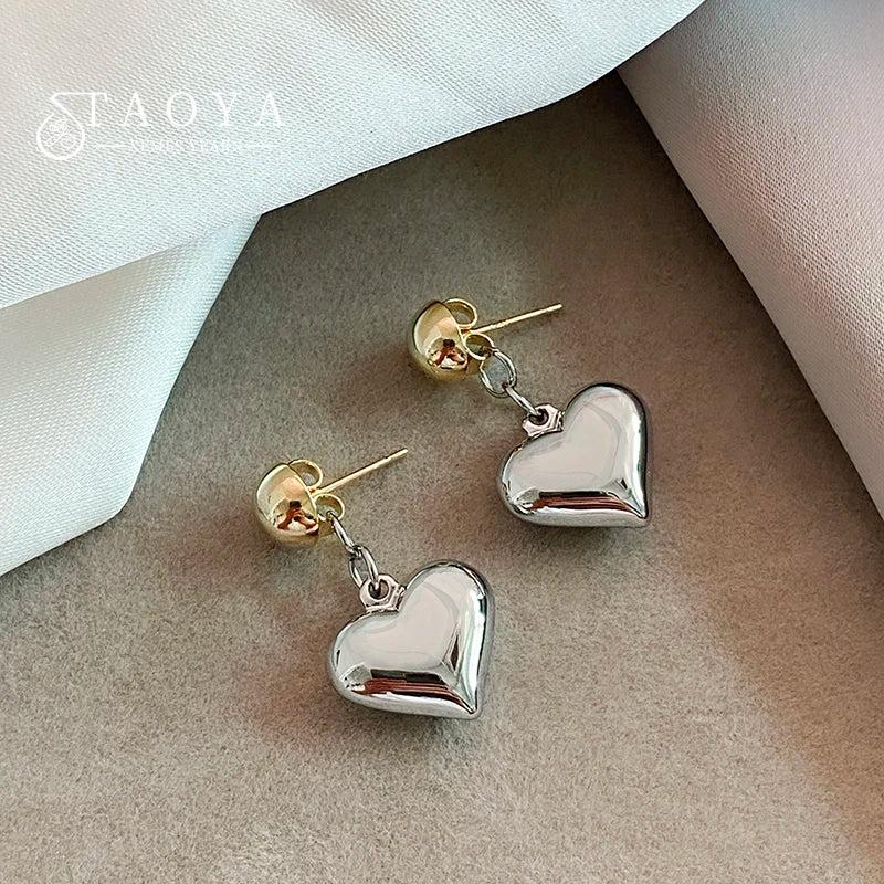 Stereo Heart Contrast Earrings Christmas Accessories