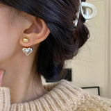 Stereo Heart Contrast Earrings Christmas Accessories