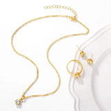 Light Style Zirconia Jewelry Set, Bright Silver Plated
