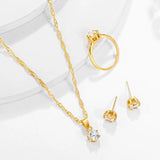 Light Style Zirconia Jewelry Set, Bright Silver Plated