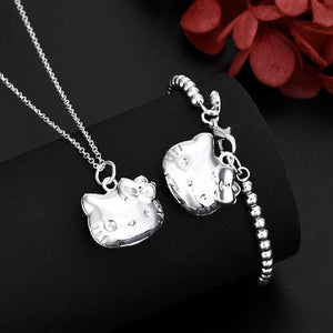 925 Silver Cat Photo Frame Set for Women