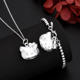 925 Silver Cat Photo Frame Set for Women