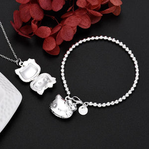 925 Silver Cat Photo Frame Set for Women