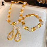 Medieval Pearl Flower Jewelry Set for Women