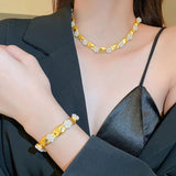 Medieval Pearl Flower Jewelry Set for Women