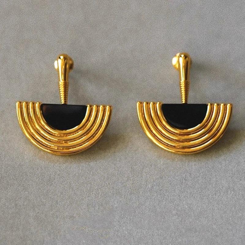 Bilandi Retro Half Round Geometric Drop Earrings for Women