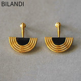 Bilandi Retro Half Round Geometric Drop Earrings for Women