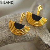 Bilandi Retro Half Round Geometric Drop Earrings for Women