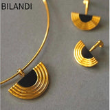 Bilandi Retro Half Round Geometric Drop Earrings for Women