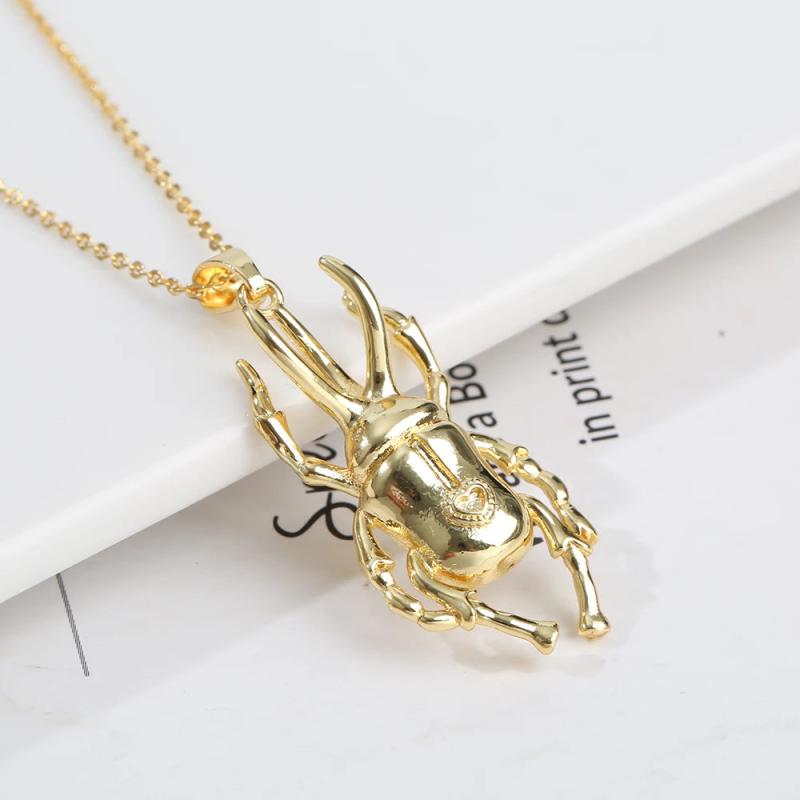 European American Beetle Earrings Pendant Set High Copper Plating Gold White Ros