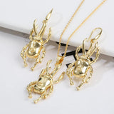 European American Beetle Earrings Pendant Set High Copper Plating Gold White Ros