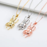 European American Beetle Earrings Pendant Set High Copper Plating Gold White Ros
