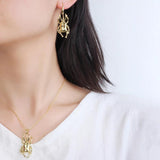European American Beetle Earrings Pendant Set High Copper Plating Gold White Ros