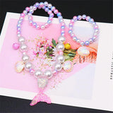 5pcs Mermaid Tail Pendant Baby Girls Beads Necklace Set