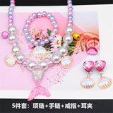 5pcs Mermaid Tail Pendant Baby Girls Beads Necklace Set
