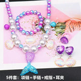 5pcs Mermaid Tail Pendant Baby Girls Beads Necklace Set