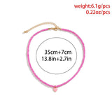 Boho Seed Bead Chain Necklace Wedding Heart Pendant Choker Y2K Jewelry