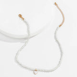 Boho Seed Bead Chain Necklace Wedding Heart Pendant Choker Y2K Jewelry